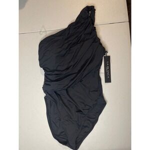 La Blanca Women's One Piece Swimsuit Shirred Shoulder Bathing Suit, 8